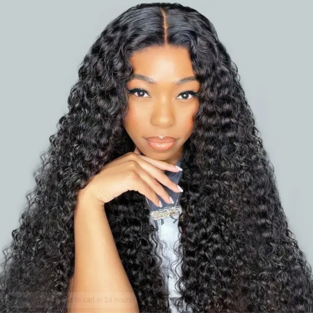 180% Density 4x4 Curly Lace Front Wig Human Hair 4x4 HD Lace Closure Wigs